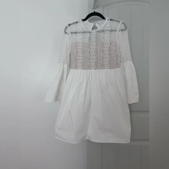 Endless Rose Bell Sleeve Mini Dress in White S - Picture 3 of 11